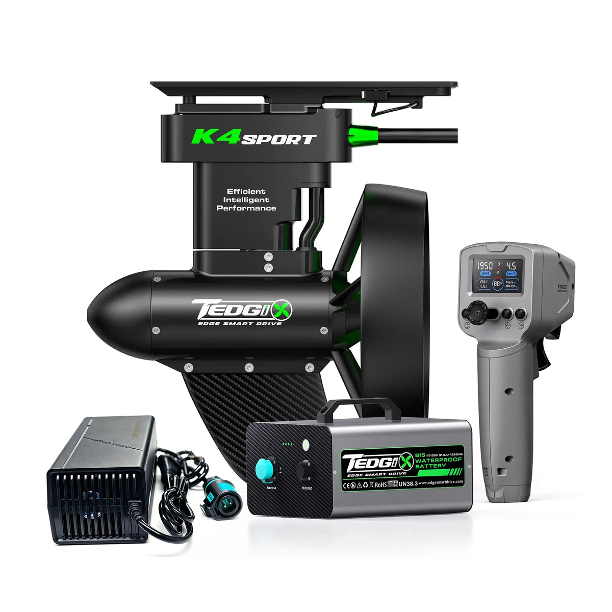 TEDGiX K4S Sport Electric SUP & Kayak Motor | 1500W | 47# Thrust | 48-55v | Wireless Remote