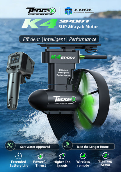 TEDGiX K4S Sport Electric SUP & Kayak Motor | 1400W | 44# Thrust | 48-55v | Wireless Remote